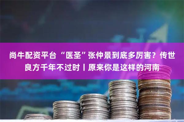 尚牛配资平台 “医圣”张仲景到底多厉害？传世良方千年不过时丨原来你是这样的河南